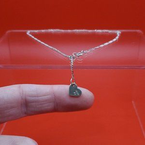 9 Inch 925 Sterling Silver Avon Heart Charm Ankle Bracelet